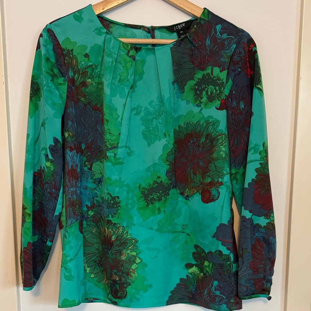 J. Crew Teal Floral Blouse
